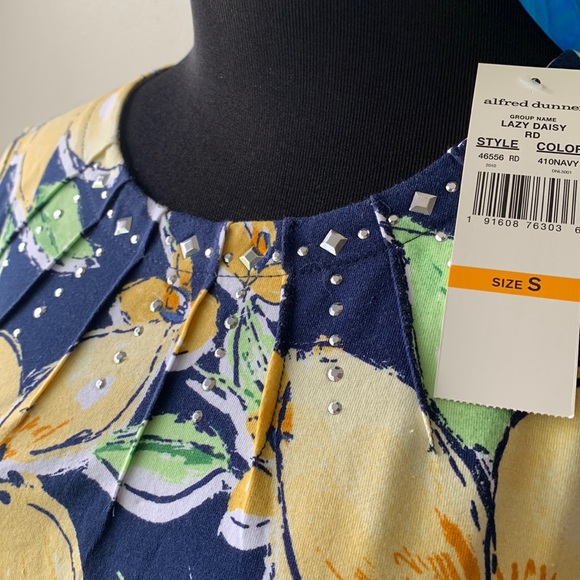 Alfred dunner short sleeve navy blue/floral Womens Small NWT - Picture 6 of 6